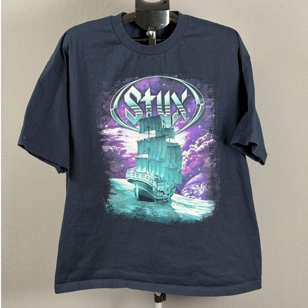 Styx‎ World Tour Shirt Mens 2XL Black Purple Graphic Band Rock Concert Tee